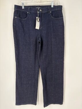 Eileen Fisher Straight Ankle Jeans Cotton Stretch Jeans Dark Wash Medium